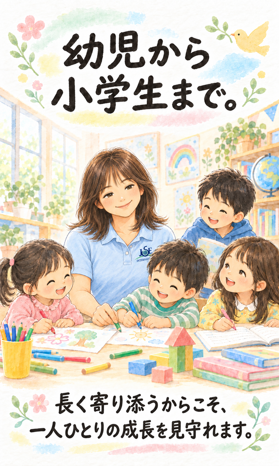 幼児から小学生まで。 長く寄り添うからこそ、 一人ひとりの成長を見守れます。
