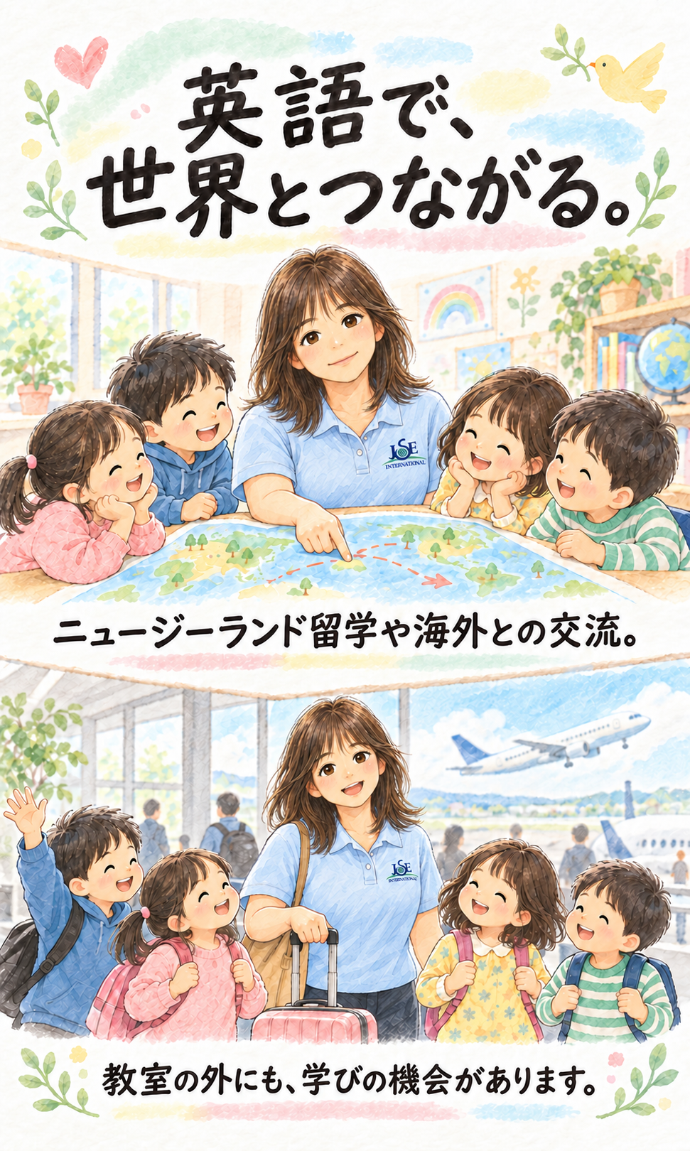英語で、世界とつながる。 ニュージーランド留学や海外との交流。 教室の外にも、学びの機会があります。