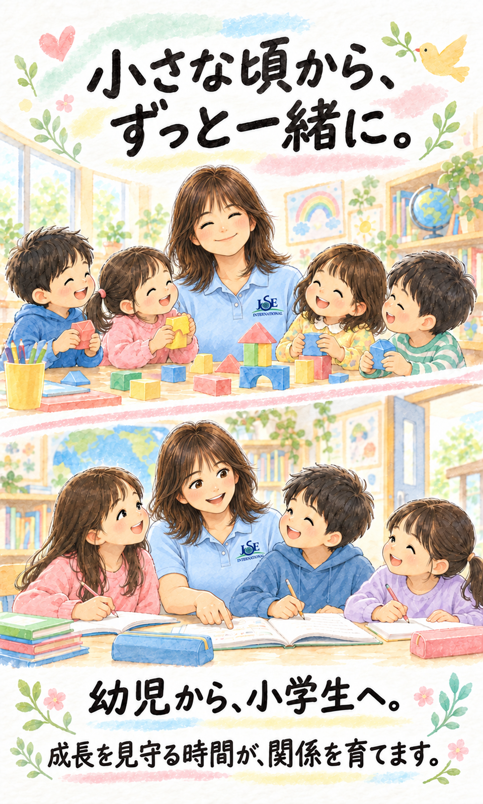 小さな頃から、ずっと一緒に。 幼児から、小学生へ。 成長を見守る時間が、関係を育てます。
