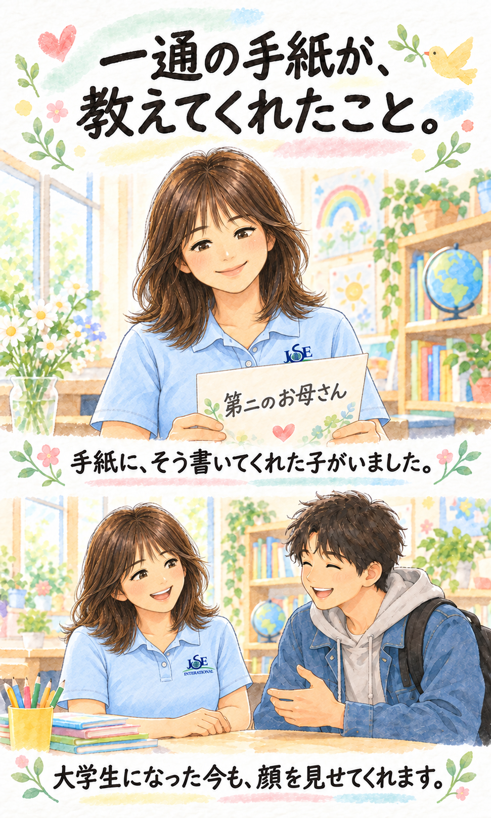 一通の手紙が、教えてくれたこと。 第二のお母さん 手紙に、そう書いてくれた子がいました。 大学生になった今も、顔を見せてくれます。